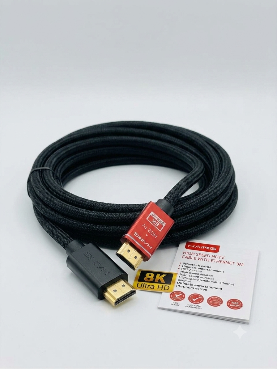 HAING HDMI 2.1 High-Speed 8K Ultra HD Cable with Ethernet – 3M (Platinum Series)