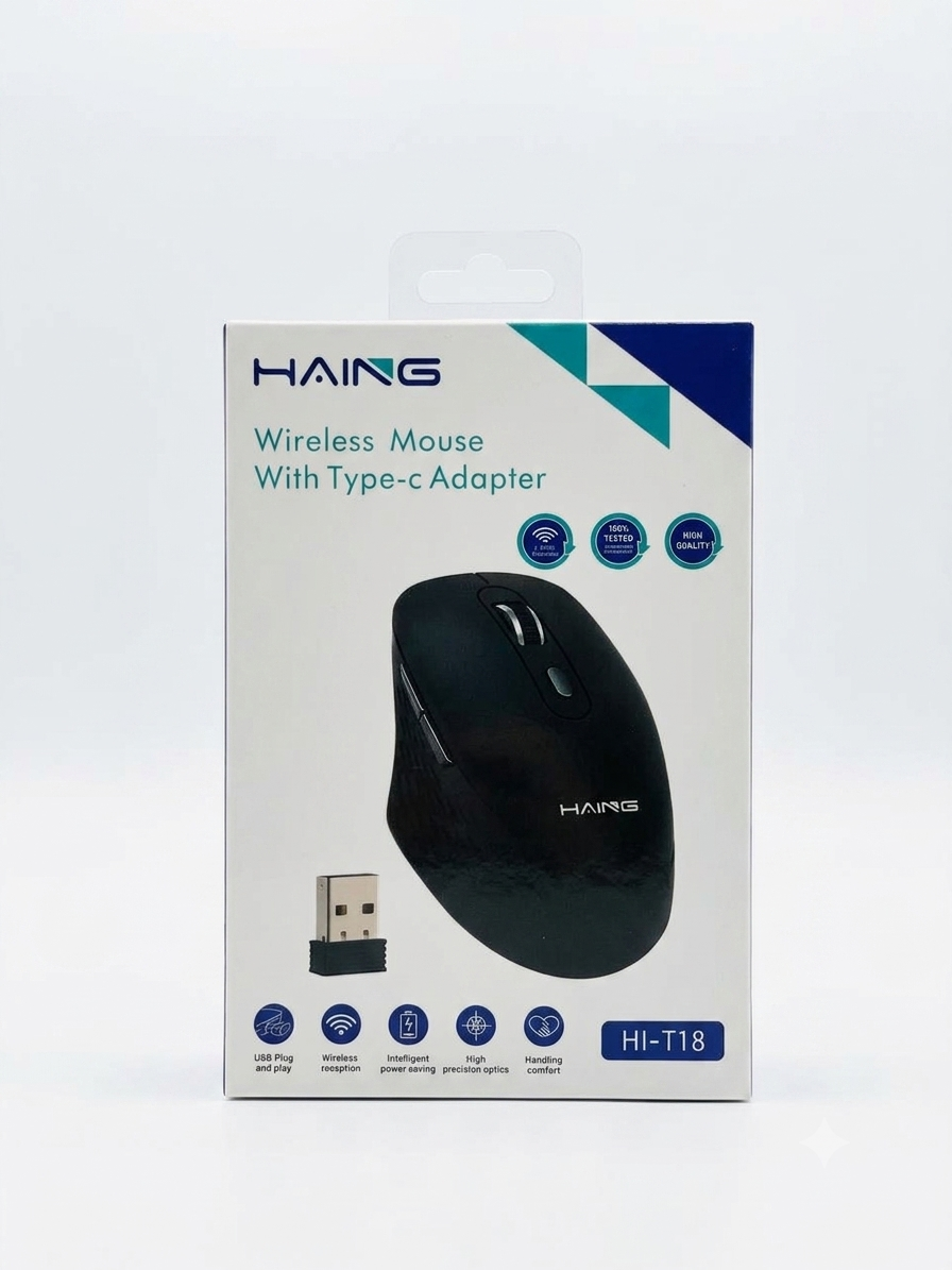 HAING Wireless Mouse with Type-C Adapter (HI-T18)